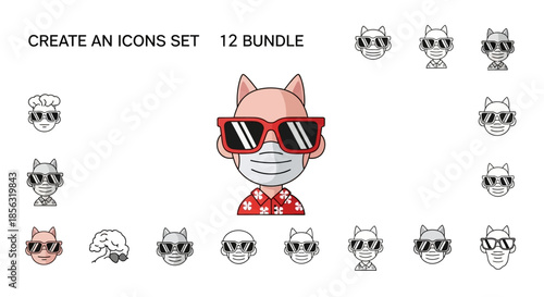 Cartoon Cat Character Wearing Sunglasses.