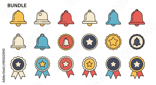Collection of Bell and Badge Icons.