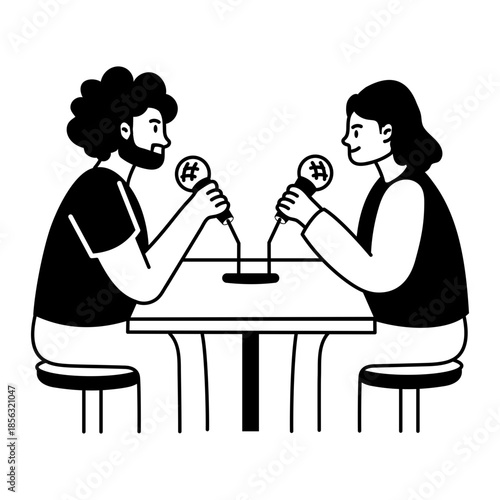 A drawing style illustration representing a camera lens