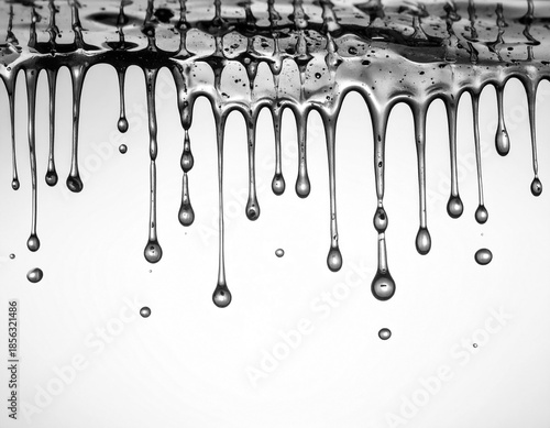 モノクロ 銀色 滴 粘性 金属質 水銀 質感 無機質 冷徹 光沢 雫 重力 緊張感 抽象的 鏡面 固体と液体 変化 鋭利 現代アート 静寂