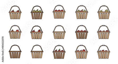 Collection of Wicker Baskets with Handles.