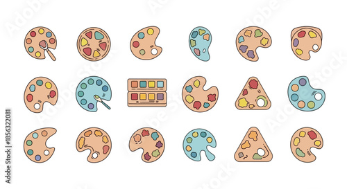 Colorful Artist Paint Pallets and Palette.