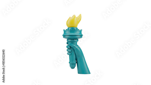 3D Stylized Statue of Liberty Torch on transparent background