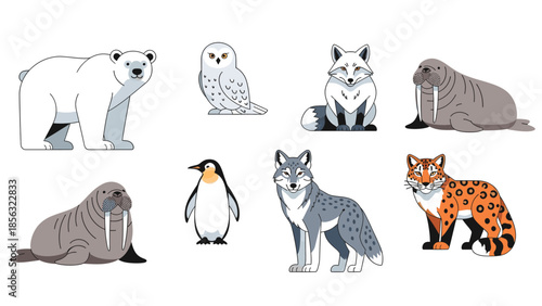 Arctic animals collection featuring polar bear and other wildlife
