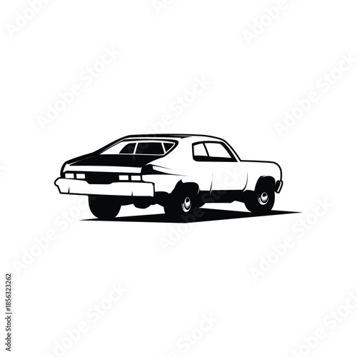 Muscle car logo. isolated on white background, rear view. best for badges, emblems, stickers.