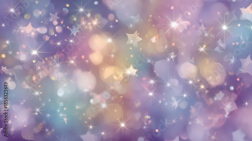 Magical Abstract Background with Bokeh Lights and Sparkling Starry Purple Hues