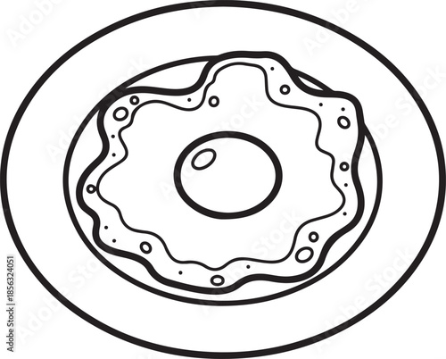 Omelette in Plate Silhouette, Breakfast Dish Icon Isolated