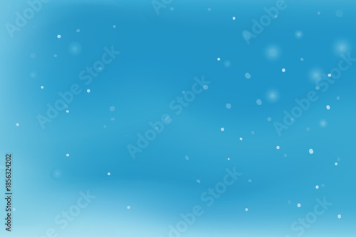 Soft blue winter sky background with gentle falling snow and light bokeh dots, creating a calm, clean, and frosty seasonal atmosphere.