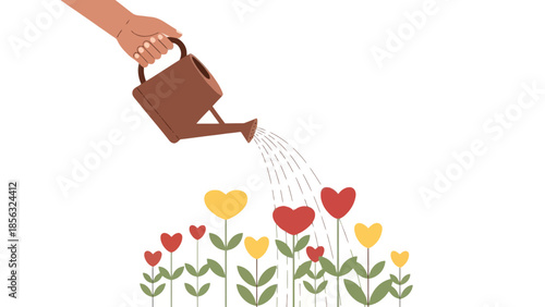 Watering Love: Heart Flowers Bloom