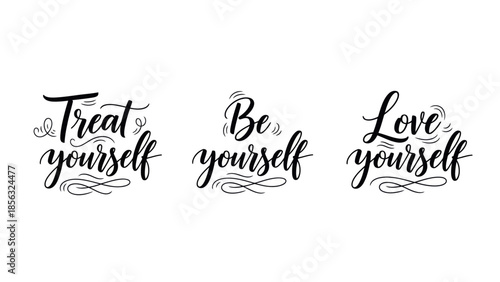 Treat, Be, Love Yourself Calligraphy Set