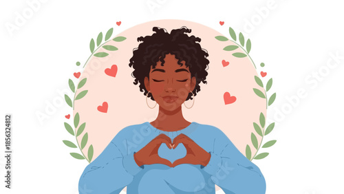 Self Love: Woman Making Heart Shape with Hands