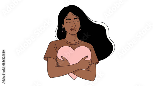 Self Love: Woman Embracing Heart