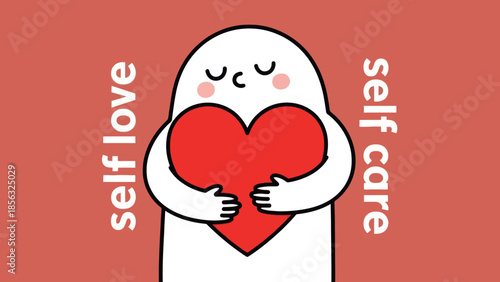 Self Love and Care Illustration with Heart