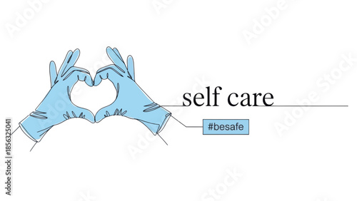 Self Care Heart Hands with Gloves Concept
