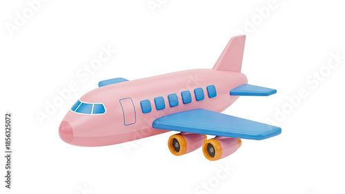 Wallpaper Mural 3D Cute pink airplane with blue wings and orange engines on transparent background Torontodigital.ca