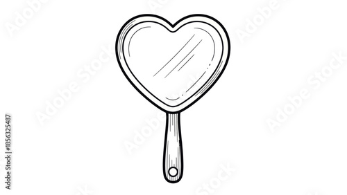 Heart-shaped mirror illustration for Valentine's Day