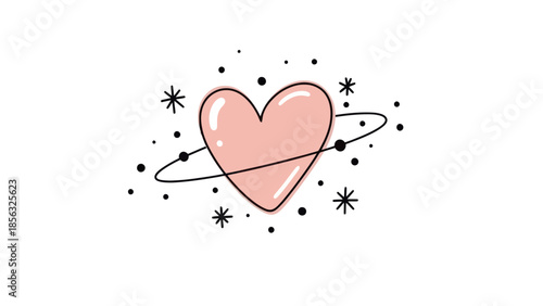 Heart Planet with Stars Valentine's Day