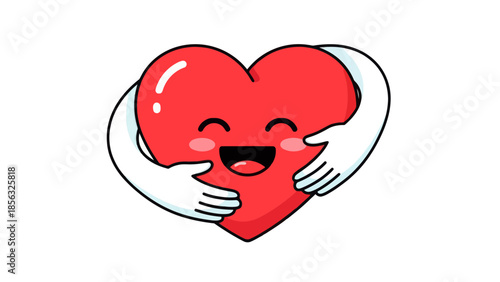 Heart Hug Cartoon: Self-Love Valentine's Day