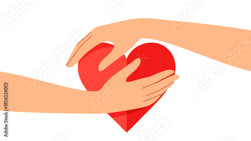 Hands Holding Red Heart: Love and Care