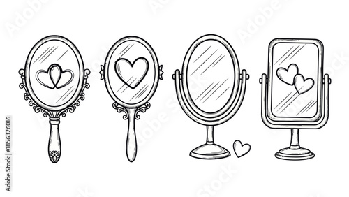 Hand Mirrors with Heart Reflections