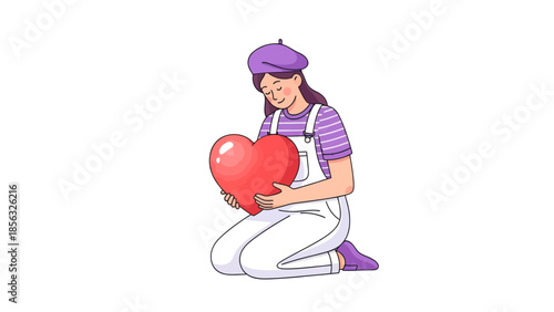 Girl holding heart, Self love concept