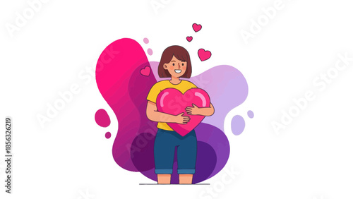 Girl Holding Heart: Self Love Valentine