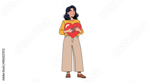 Woman Holding Red Heart: Self-Love Valentine's Day
