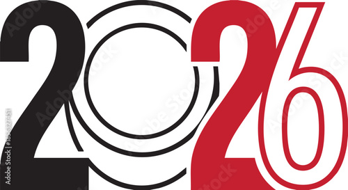 new year background modern number design in Black and red