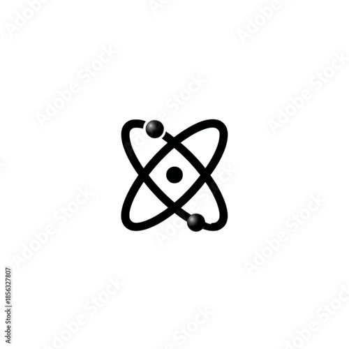 Simple black atom symbol icon Isolated on transparent background.