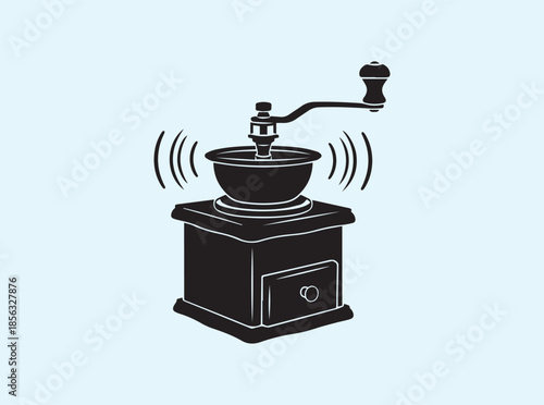 Clean Beverage Theme Coffee Grinder Action Silhouette

