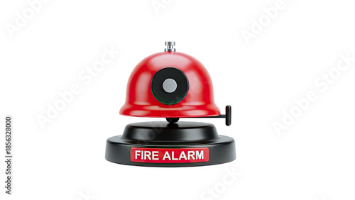 3D Red Fire Alarm Bell on transparent background