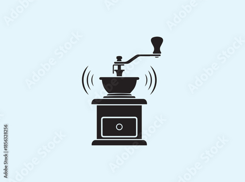 Minimal Coffee Grinder Rotating Handle Black Silhouette
