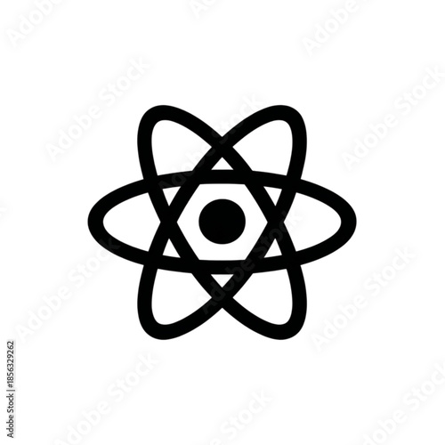 Simple black atom symbol icon Isolated on transparent background.