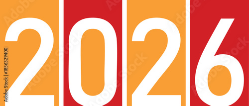 2026 year background with bold white numbers on orange and red blocks