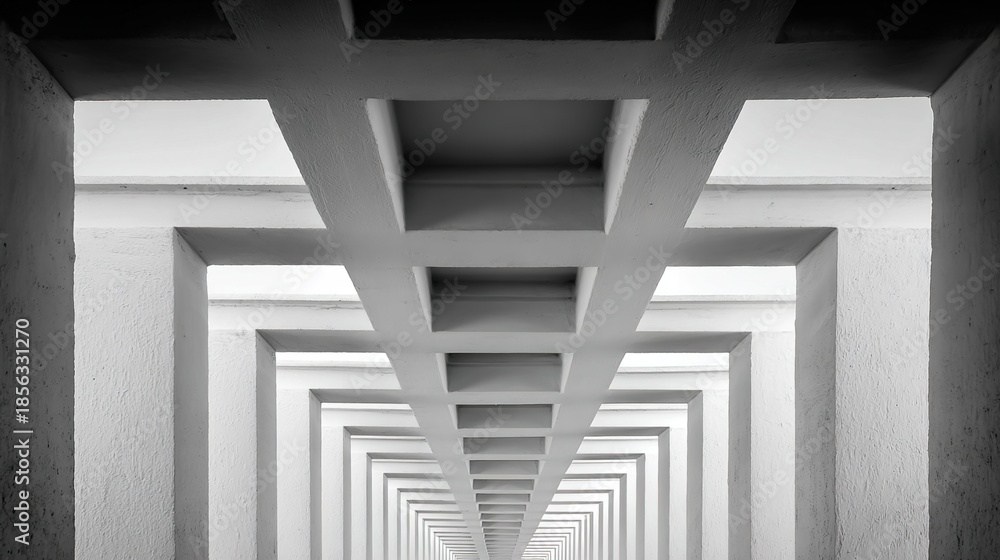 Obraz premium carport. Architectural detail of a carport with repeating columns and beams in a minimalist pattern. real-estate listings.