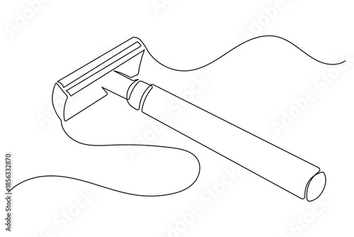 Continuous line art razor symbol in simple modern minimalist outline style
