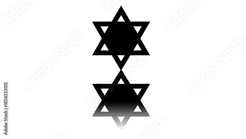 Star of David symbol with reflection on white background, representing Jewish faith and heritage.