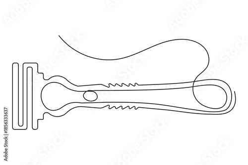 Minimalist razor icon outline created with smooth continuous line drawing