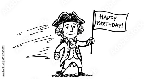 George Washington Celebrates a Birthday with a Flag.