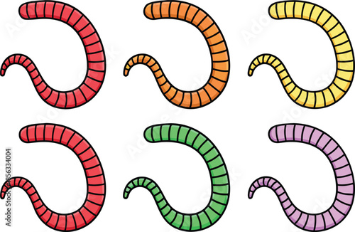 All Kinds of Worm Collection. Different Types of Worms Illustration. Soil and Parasitic Worms Set. Worm Species Variety Collection. Earthworm and Insect Worm Group. Worm Types Educational Illustration