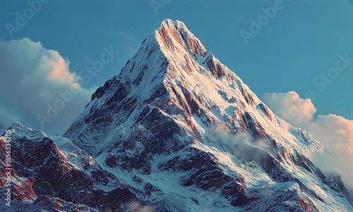 Climbing a snowy mountain peak in dramatic alpenglow