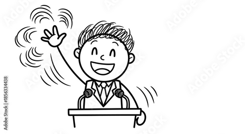 Cartoon Man Giving a Speech with Enthusiasm.