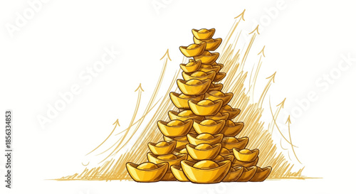 Stack of Gold Ingots - A Symbol of Wealth and Prosperity.