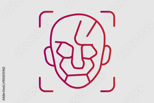 This illustration represents biometric security and artificial intelligence through facial scanning technology.