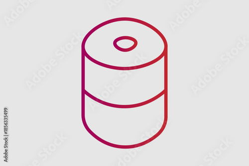 This image features a cylindrical object shown in an isometric perspective.