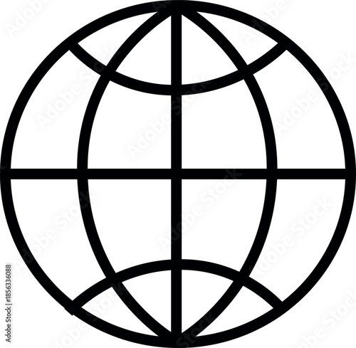Foto World web glob outline icon on transparent background.