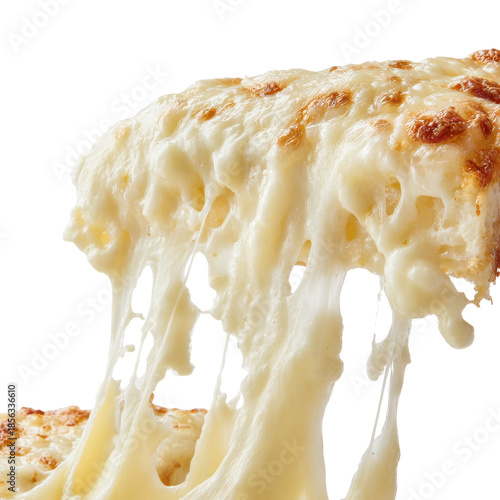 Delicious pizza with stretchy cheese melting over the crust. or transparent background