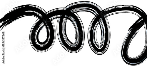 Curved Grunge Brush Stroke, Black Paint Splash Texture for Creative Design Projects