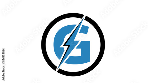 Free Download Blue letter G with lightning bolt in a circle logo. - GFXLoad