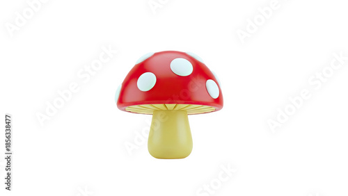 3D Cute 3D Red Mushroom with White Spots on transparent background
